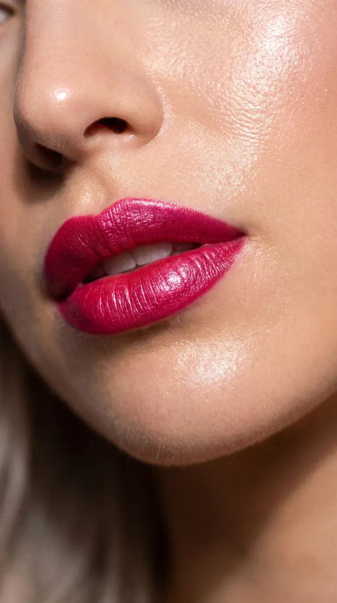 Modella indossa il rossetto Anyma