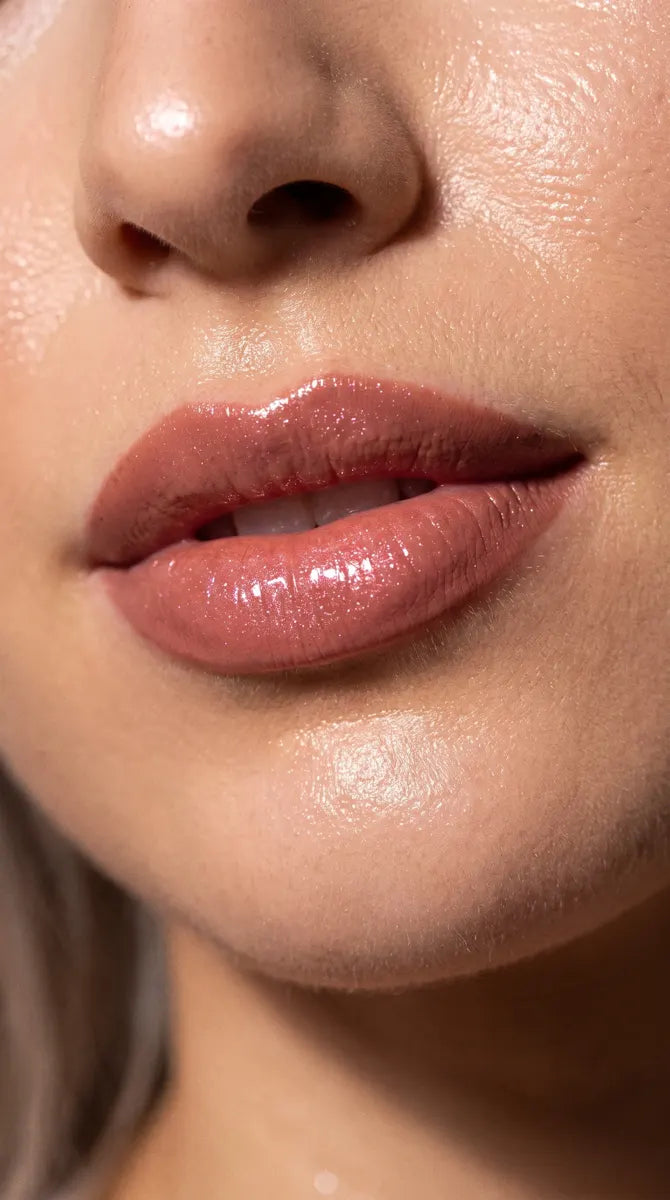 Modella indossa il rossetto Anyma